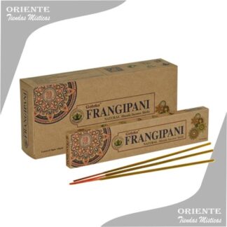 sahumerio frangiapani goloka caja color madera con 3 inciensos