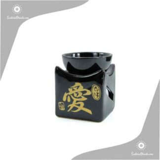 Horno cuadrado en negro con simbolos dorados 8,5 cm